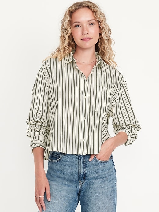 Image number 1 showing, Button-Down Crop Shirt