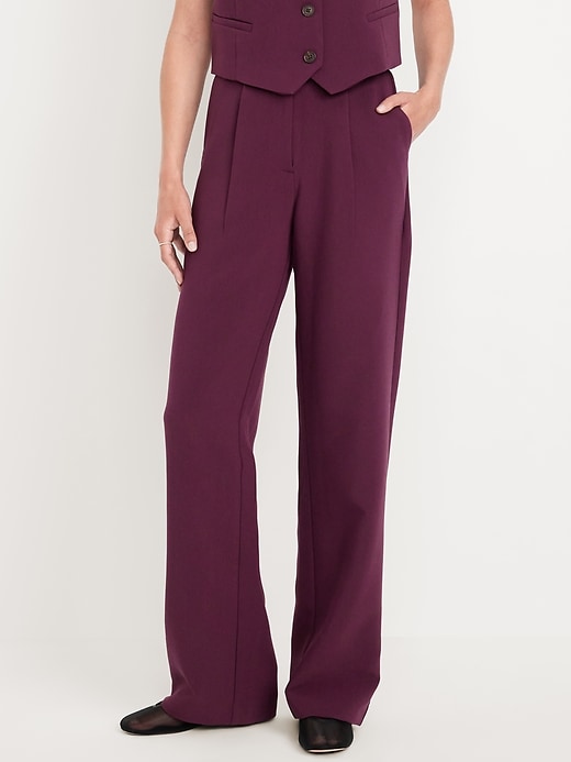 Image number 1 showing, Extra High-Waisted Taylor Wide-Leg Trouser Pants