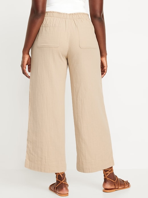 Image number 6 showing, High-Waisted Crinkle Gauze Ankle Pants