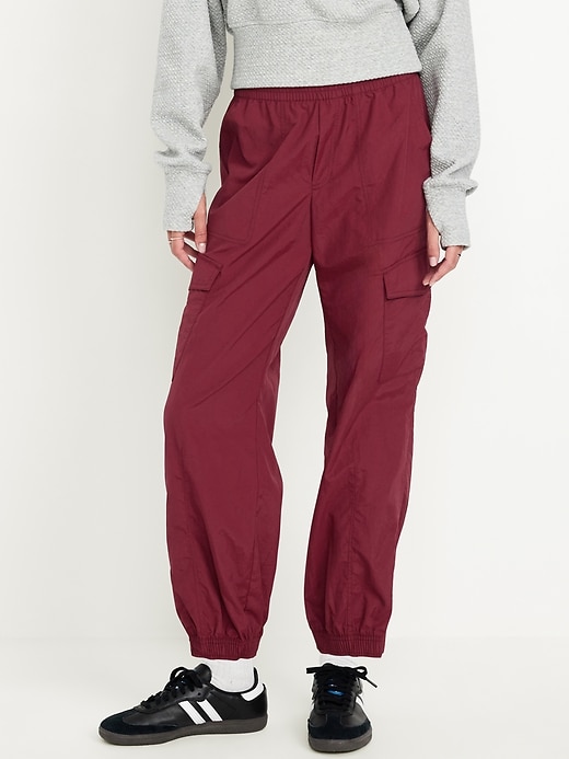 Image number 1 showing, High-Waisted Ankle-Zip Cargo Joggers