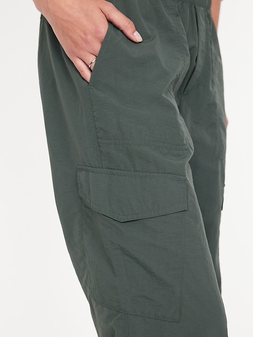 Image number 8 showing, High-Waisted Ankle-Zip Cargo Joggers