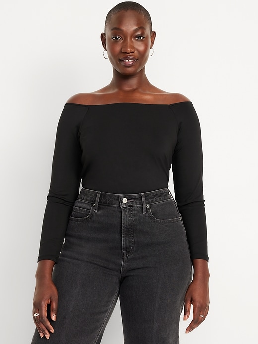 トップス ANS DOTSLOEVNER SHOULDER TOPS NAVY Off-Shoulder Top | Old Navy