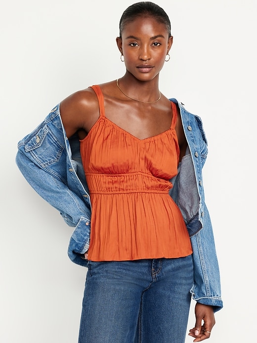 Image number 1 showing, Waist-Defined Satin Top