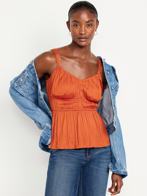 Waist-Defined Satin Top