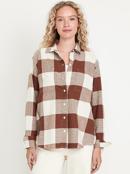 Image number 1 showing, Flannel Boyfriend Button-Down Shirt