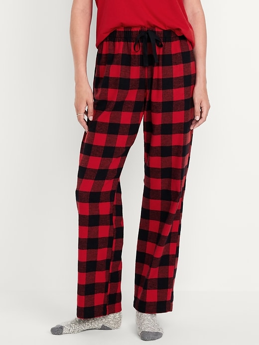 Image number 1 showing, Mid-Rise Flannel Pajama Pants for Women