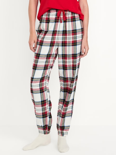 High-Waisted Flannel Pajama Joggers for Women