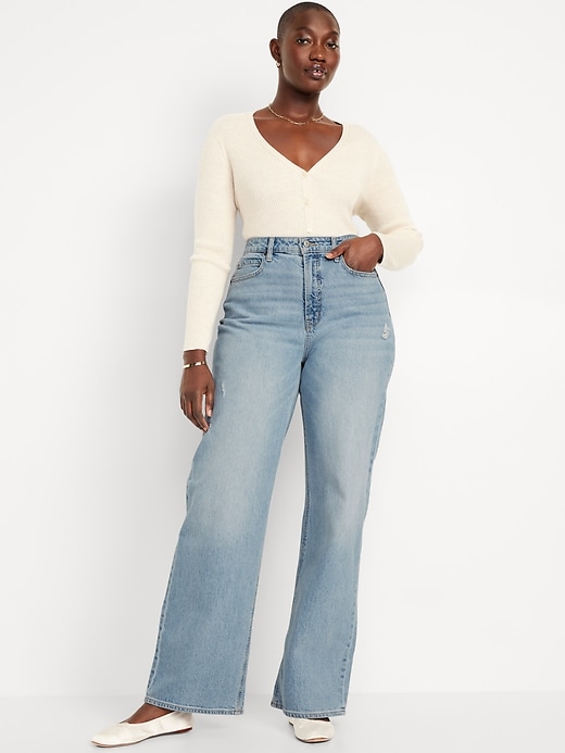 Image number 5 showing, Curvy Extra High-Waisted Wide-Leg Jeans