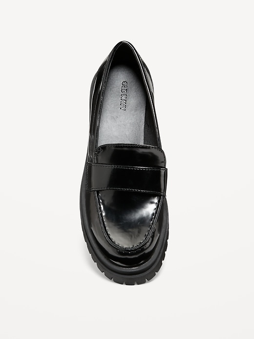 Image number 2 showing, Faux-Leather Chunky Heel Loafers