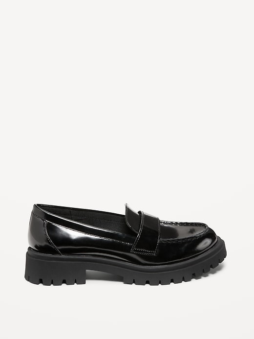 Image number 3 showing, Faux-Leather Chunky Heel Loafers