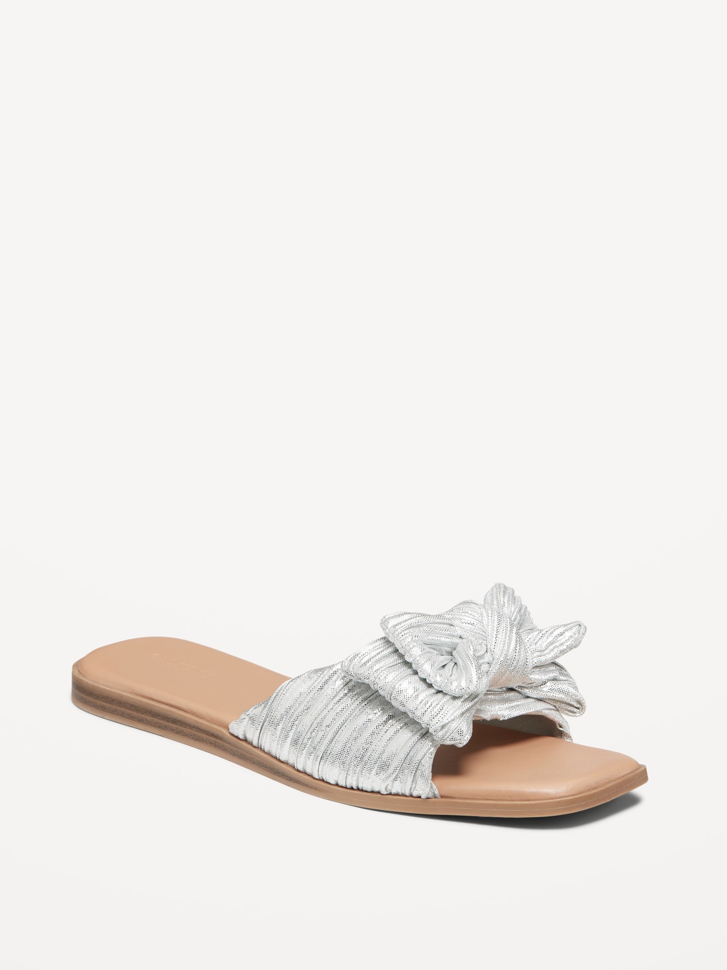 Knot-Front Slide Sandals - Silver