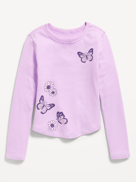 View large product image 1 of 3. Long-Sleeve Textured-Knit Graphic T-Shirt for Girls