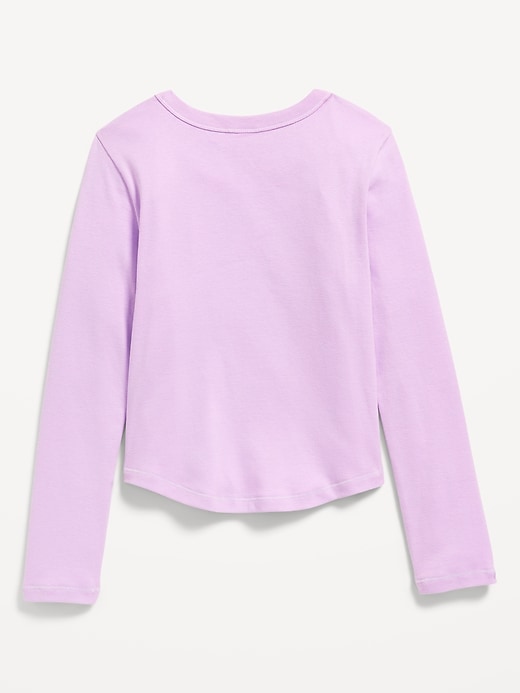 View large product image 2 of 3. Long-Sleeve Textured-Knit Graphic T-Shirt for Girls