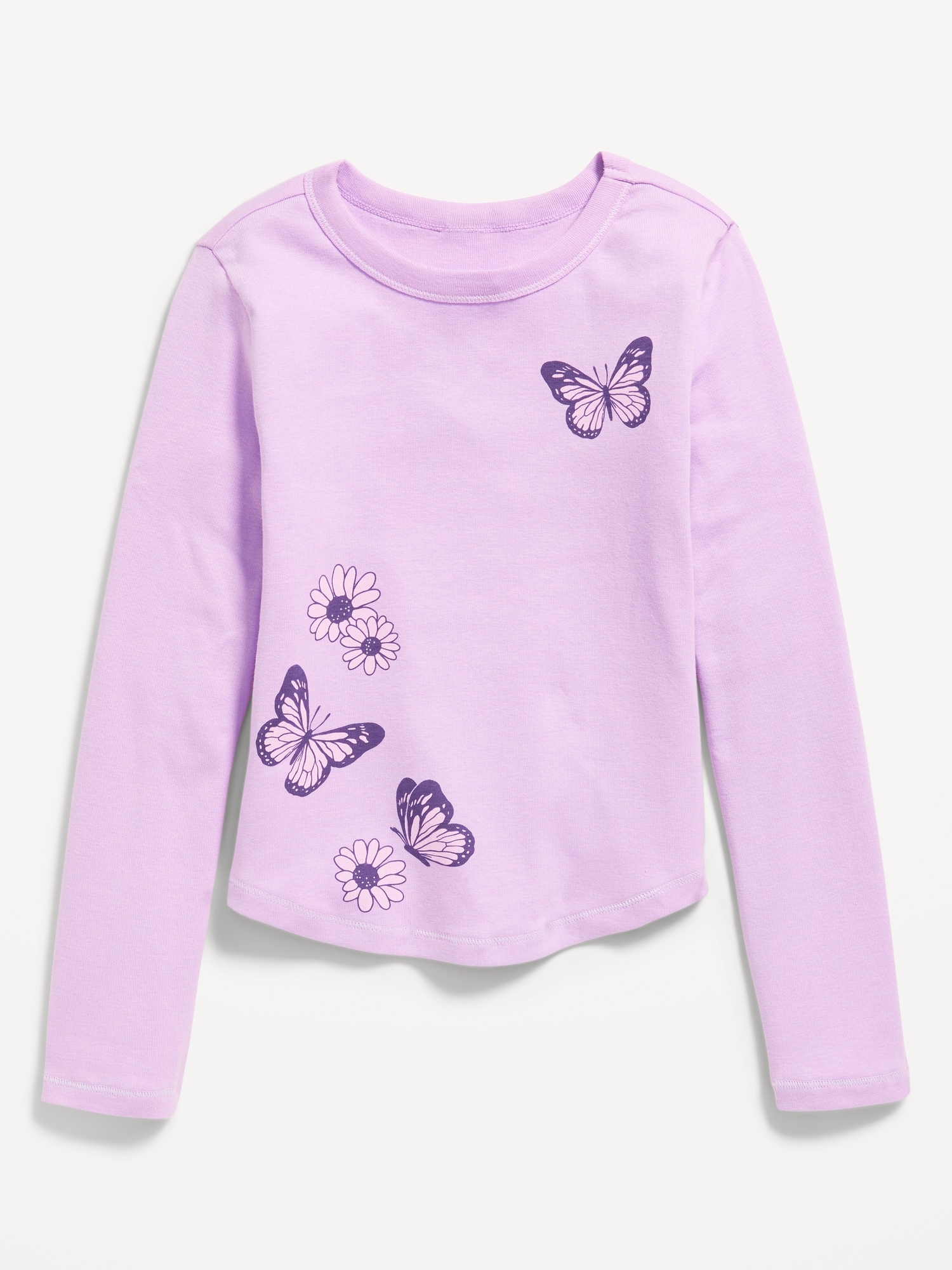 Long-Sleeve Textured-Knit Graphic T-Shirt for Girls