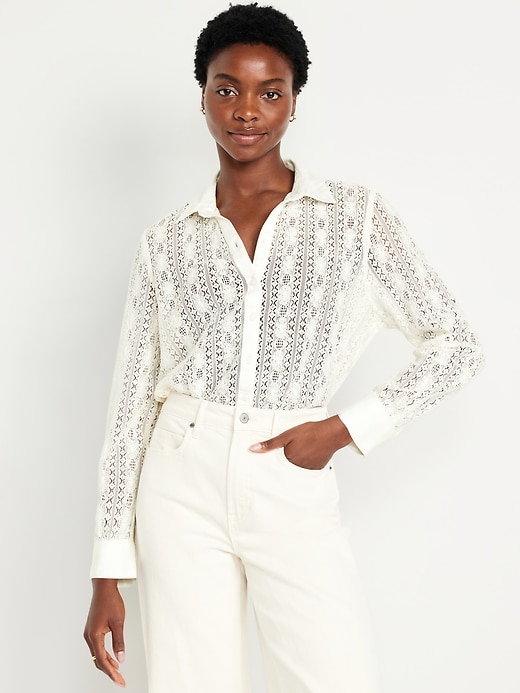 Image number 1 showing, Lace Button-Down Shirt