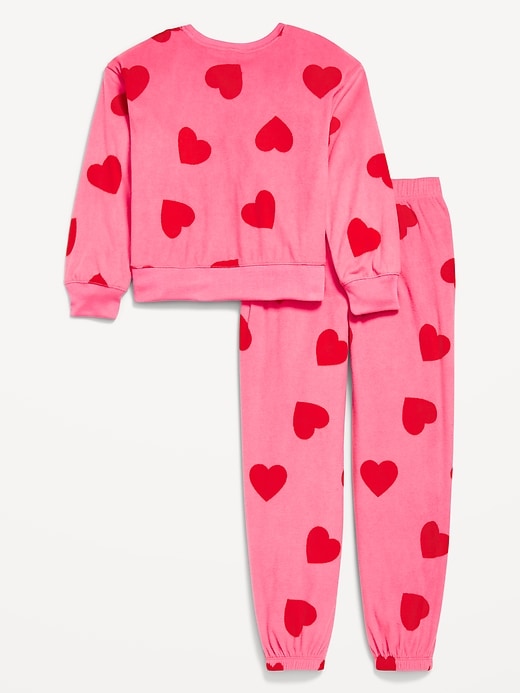 Voir une image plus grande du produit 2 de 3. Pyjama à pantalon de jogging en micromolleton à imprimé pour fille