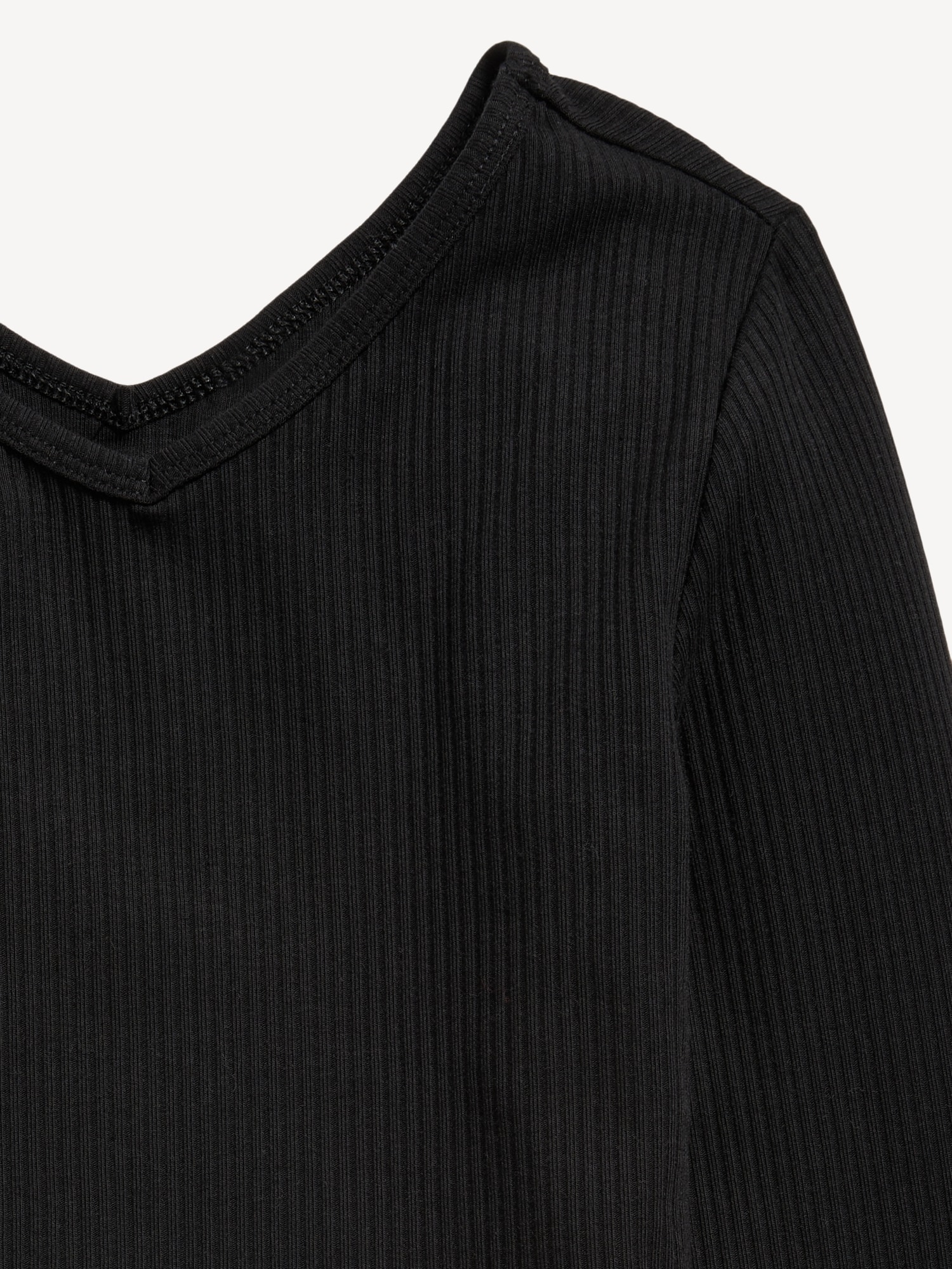 Long-Sleeve Ribbed V-Neck Top for Girls