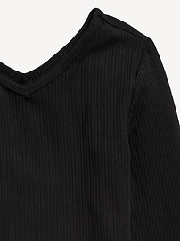 View large product image 4 of 4. Long-Sleeve Ribbed V-Neck Top for Girls