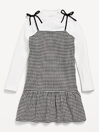 Voir une image plus grande du produit 3 de 4. Ensemble robe sans manches à motif et haut à col montant pour fille