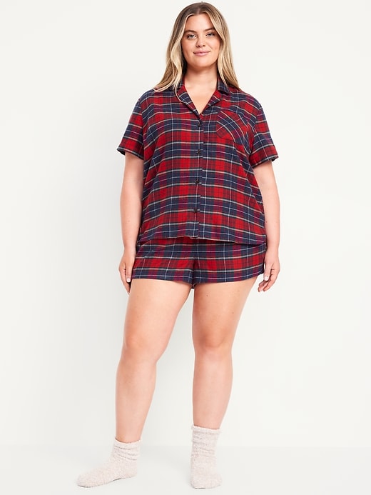 Flannel Pajama Short Set for Women Old Navy