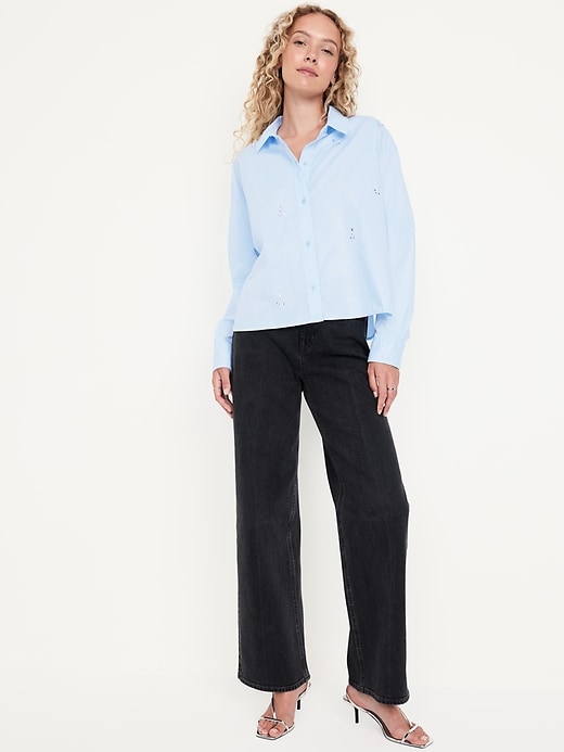 Image number 3 showing, Button-Down Crop Shirt