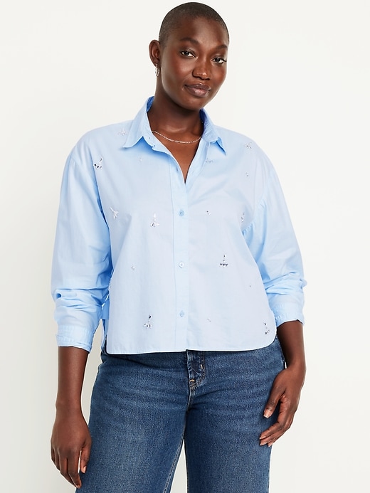 Image number 5 showing, Button-Down Crop Shirt