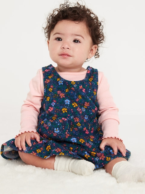 Ensemble haut côtelé et robe en velours côtelé à poche en cœur pour bébé