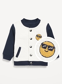 Voir une image plus grande du produit 3 de 3. Blouson d’aviateur à broderies et boutons pour bébé