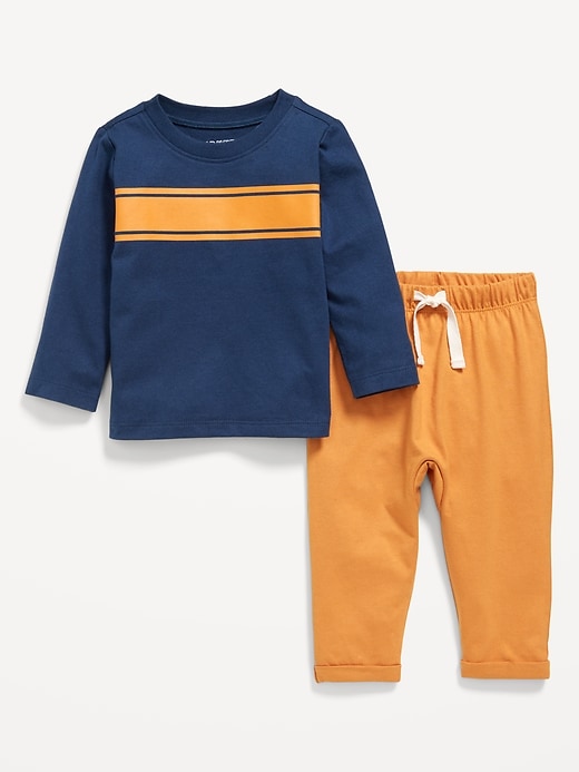 Image number 3 showing, Long-Sleeve Jersey-Knit T-Shirt and Pants Set for Baby