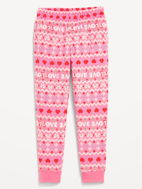 Pantalon de pyjama en micromolleton à imprimé pour fille - Rose