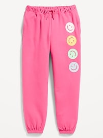 Voir une image plus grande du produit 4 de 5. Pantalon de jogging à taille haute à ourlet élastique à imprimé pour fille