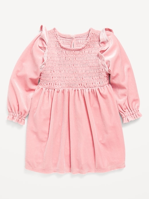 View large product image 1 of 2. Ruffled Smocked Velvet Dress for Baby