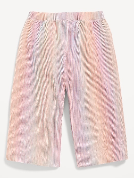 Voir une image plus grande du produit 2 de 2. Pantalon métallisé brillant à jambe large longueur 3/4 pour toute-petite fille