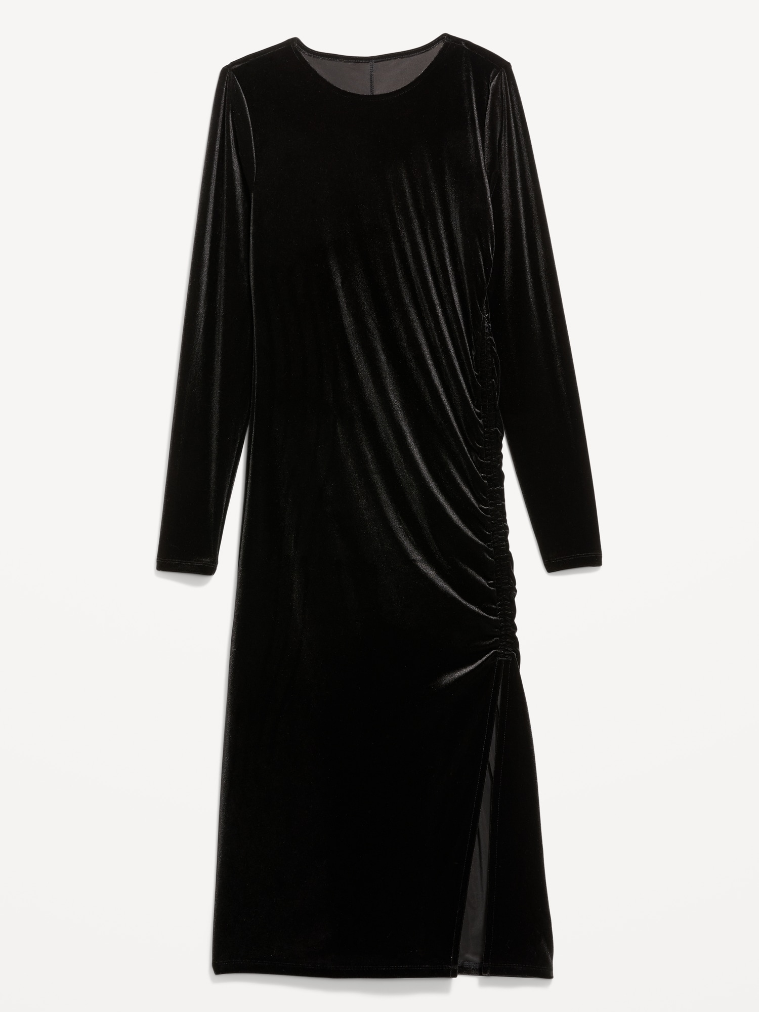 Robe mi-longue en velours froncé