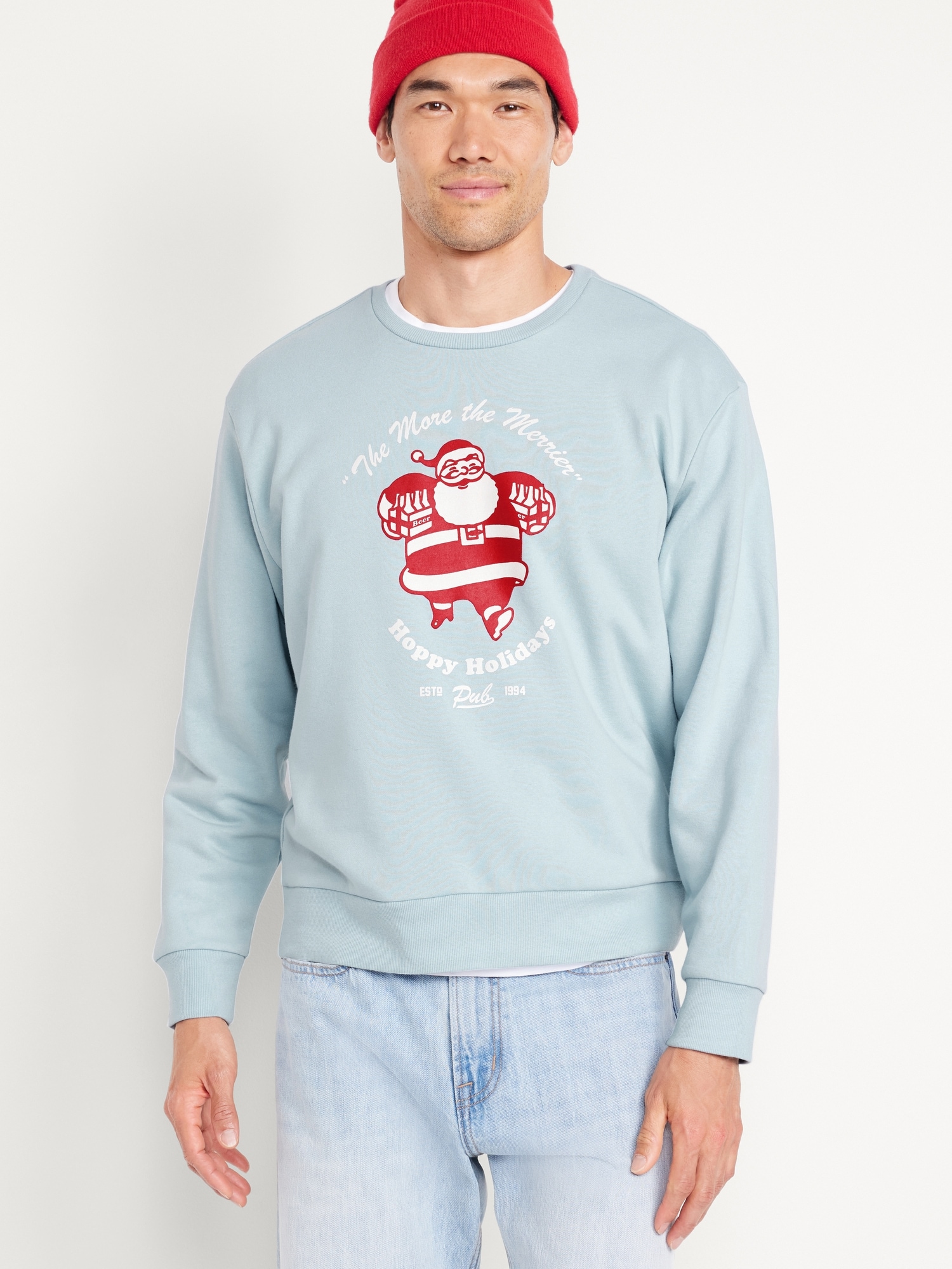 Old Navy Men s Holiday Graphic Sweatshirt Blue Regular Size M