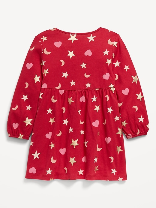 View large product image 2 of 2. Printed Jersey-Knit Long-Sleeve Dress for Toddler Girls