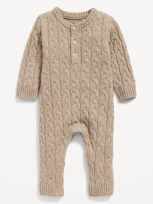 Voir une image plus grande du produit 1 de 2. Combinaison une-pièce henley en tricot SoSoft pour bébé