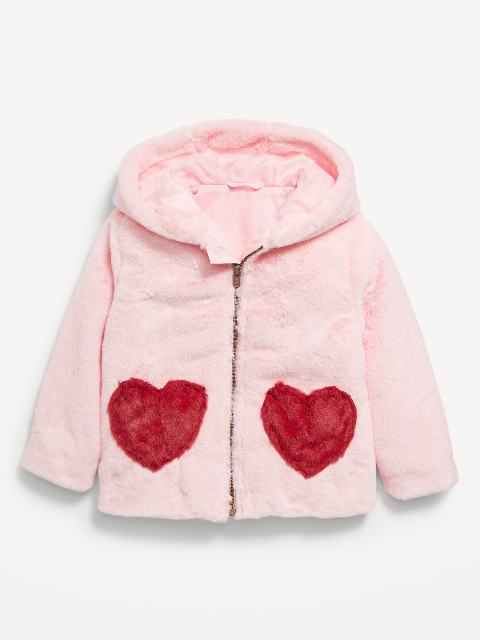 Faux-Fur Heart-Pocket Full-Zip Hoodie for Toddler Girls | Old Navy