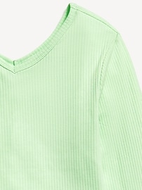 View large product image 4 of 4. Long-Sleeve Ribbed V-Neck Top for Girls