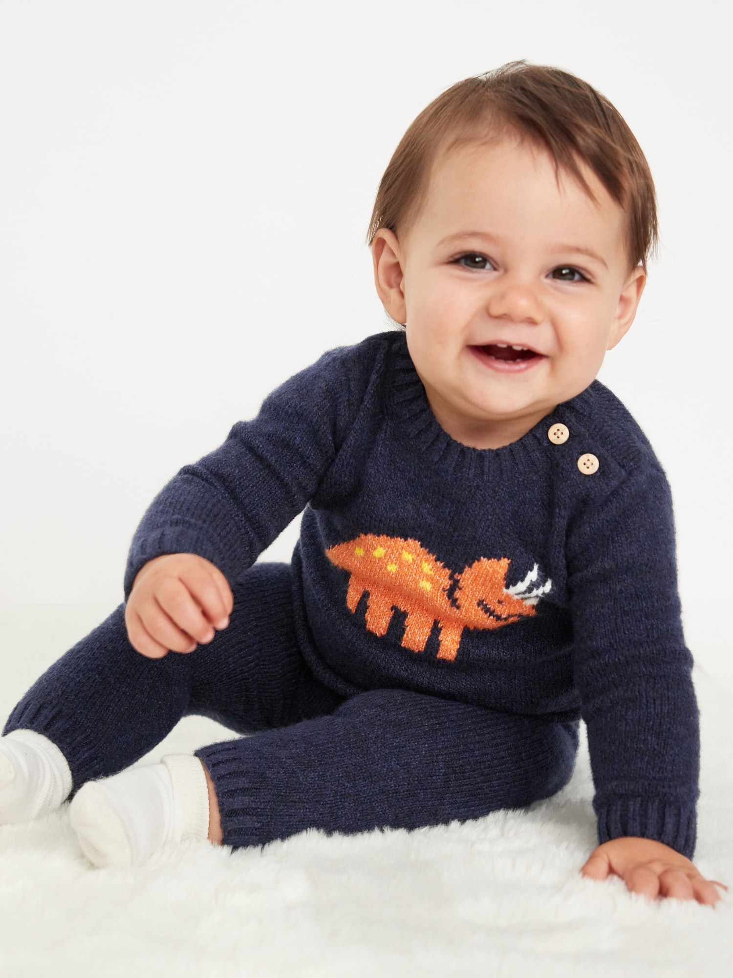 SoSoft Crew-Neck Graphic Sweater and Bottoms Set for Baby