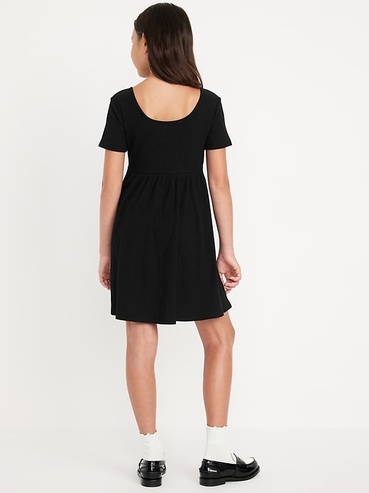 View large product image 2 of 4. Short-Sleeve Ribbed Fit and Flare Dress for Girls