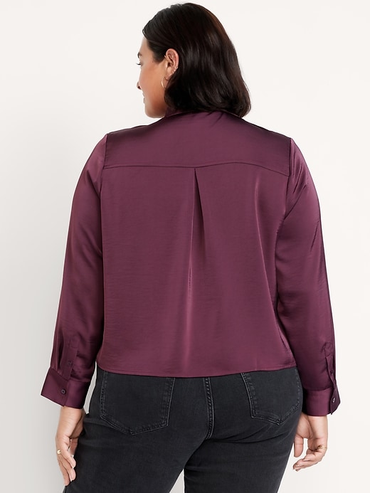 Image number 8 showing, Satin Cropped Button-Down Shirt