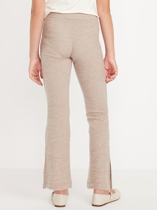 Voir une image plus grande du produit 2 de 5. Pantalon évasé à taille haute en tricot côtelé duveteux pour fille