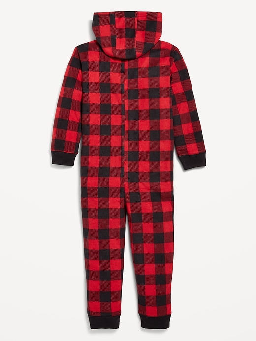 View large product image 2 of 3. Printed Gender-Neutral Microfleece Hooded One-Piece Pajamas for Kids