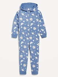 View large product image 3 of 3. Printed Gender-Neutral Microfleece Hooded One-Piece Pajamas for Kids