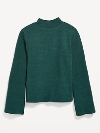 View large product image 3 of 4. Cozy Mock-Neck Bell-Sleeve Ribbed Top for Girls