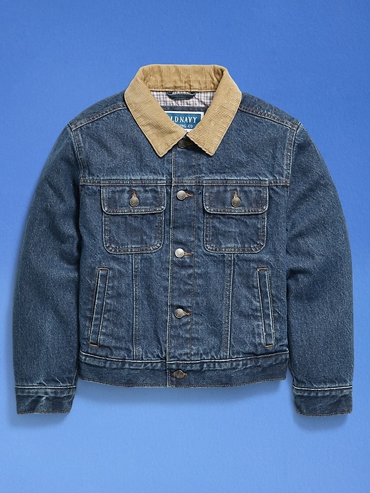 Image number 5 showing, '94 Gender-Neutral Corduroy-Trim Jean Trucker Jacket for Kids