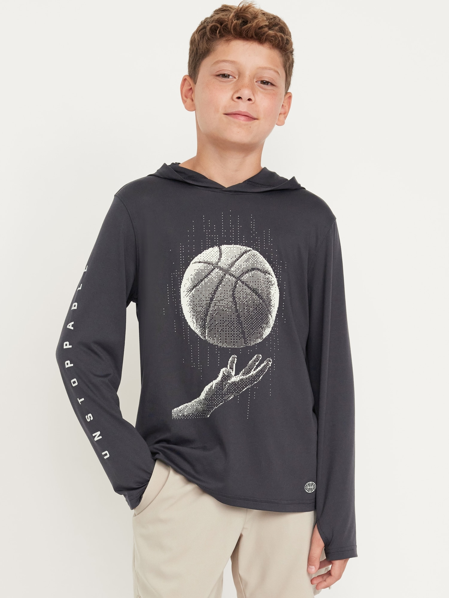 CloudMotion Long-Sleeve Hooded Graphic T-Shirt for Boys