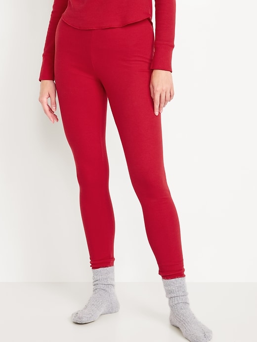 Image number 1 showing, High-Waisted Waffle Pajama Leggings