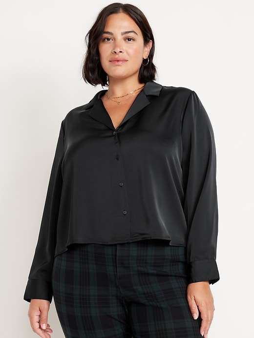 Image number 7 showing, Satin Cropped Button-Down Shirt